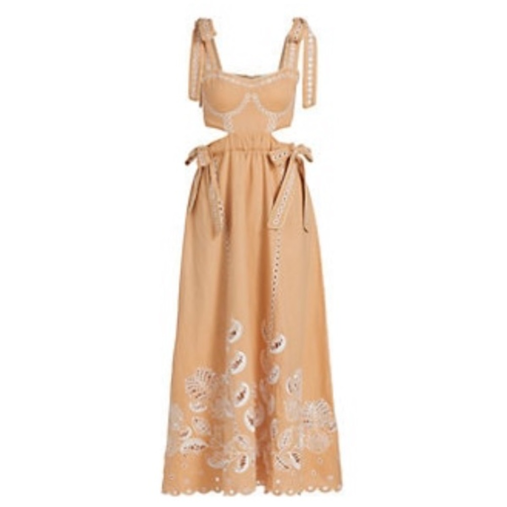 Farm Rio Eyelet Pattern Midi Dress